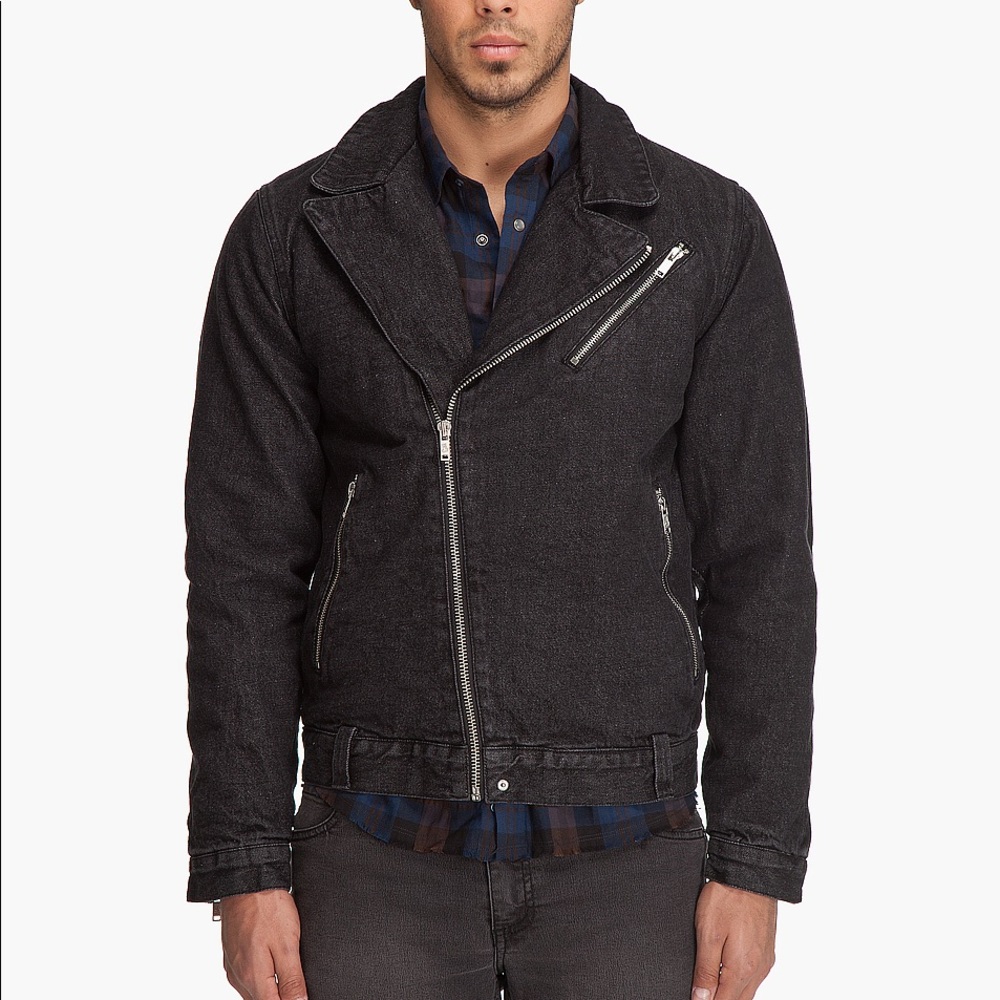 Cheap Monday Men’s Black Denim Biker Jacket Small
